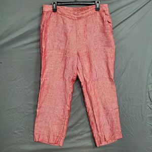 Soft Surroundings Pants Womens PL Red Lecce Linen Wide Leg Casual Pocket Stretch